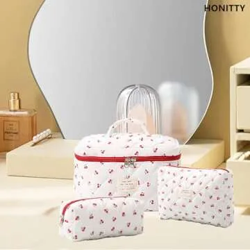 Floral Makeup Bag Set - Stylish & Portable for Women