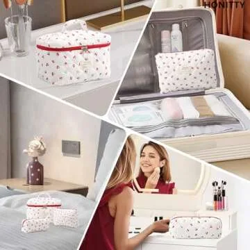Floral Makeup Bag Set - Stylish & Portable for Women