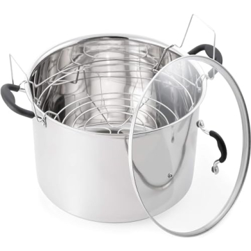 McSunley Water Bath Canner with Glass Lid, Induction Capable, 21.5Qt, Stainless Steel Model #638