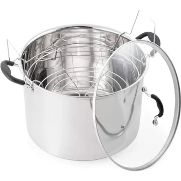 McSunley Water Bath Canner with Glass Lid, Induction Capable, 21.5Qt, Stainless Steel Model #638