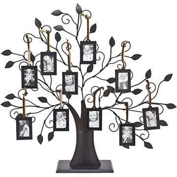 Philip Whitney Picture Frames, Family Tree Picture Frames with 10 Hanging Photo Frames, Wall Decor, Table Decor, Gifts for Mom, 20"