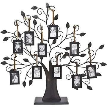 Philip Whitney Picture Frames, Family Tree Picture Frames with 10 Hanging Photo Frames, Wall Decor, Table Decor, Gifts for Mom, 20"