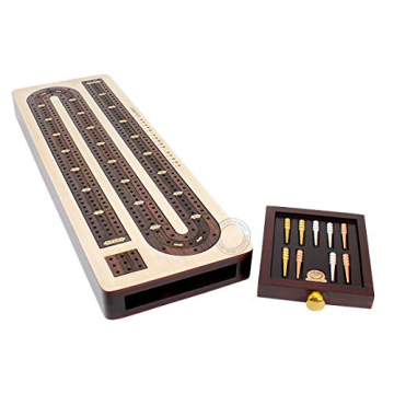 Elegant 3 Track Cribbage Board with Rosewood Inlay