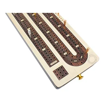 Elegant 3 Track Cribbage Board with Rosewood Inlay