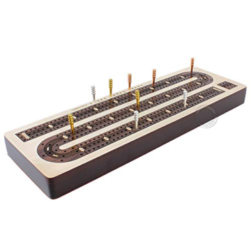 Elegant 3 Track Cribbage Board with Rosewood Inlay