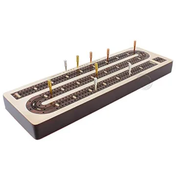 Elegant 3 Track Cribbage Board with Rosewood Inlay