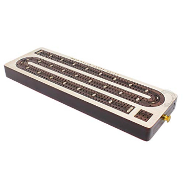 Elegant 3 Track Cribbage Board with Rosewood Inlay