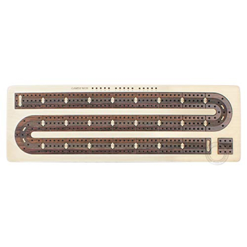 Elegant 3 Track Cribbage Board with Rosewood Inlay
