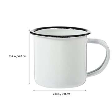 YARNOW Enamel Camping Mug Small Vintage Iron Mugs Tea Mug with Handle Mini Wine Cup (White)