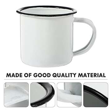YARNOW Enamel Camping Mug Small Vintage Iron Mugs Tea Mug with Handle Mini Wine Cup (White)