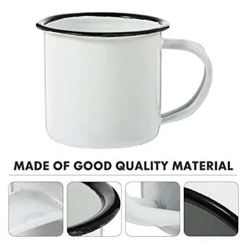 YARNOW Enamel Camping Mug Small Vintage Iron Mugs Tea Mug with Handle Mini Wine Cup (White)