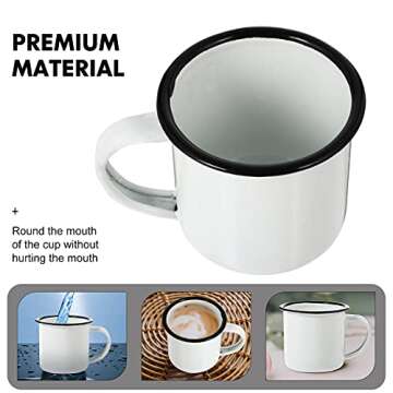 YARNOW Enamel Camping Mug Small Vintage Iron Mugs Tea Mug with Handle Mini Wine Cup (White)