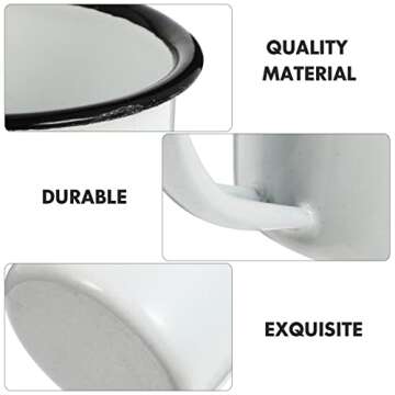 YARNOW Enamel Camping Mug Small Vintage Iron Mugs Tea Mug with Handle Mini Wine Cup (White)