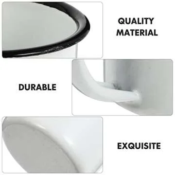 YARNOW Enamel Camping Mug Small Vintage Iron Mugs Tea Mug with Handle Mini Wine Cup (White)