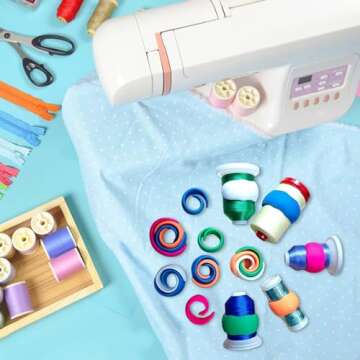 Simthread Embroidery Thread Essential Pack - 63 Colors & Metallic Spools