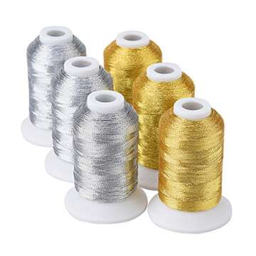 Simthread Embroidery Thread Essential Pack - 63 Colors & Metallic Spools