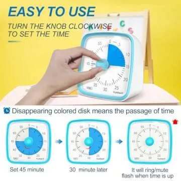 Yunbaoit Visual Timer with Night Light, 60-Minute Countdown Timer for Kids and Adults, Silent Classr...