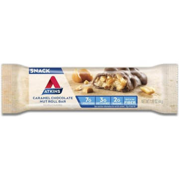 Atkins Caramel Chocolate Nut Roll Snack Bars for Guilt-Free Snacking