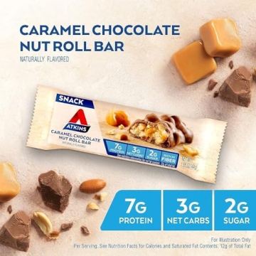 Atkins Caramel Chocolate Nut Roll Snack Bars for Guilt-Free Snacking