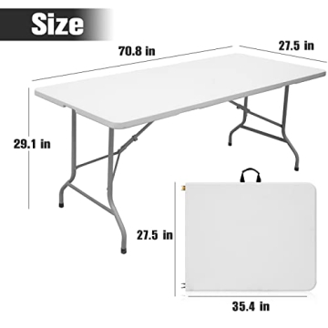 Byliable 6ft Folding Table - Portable, Heavy Duty, Versatile