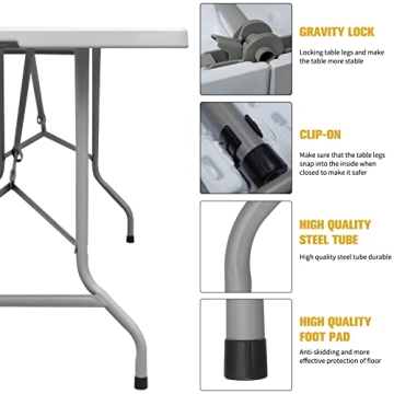 Byliable 6ft Folding Table - Portable, Heavy Duty, Versatile