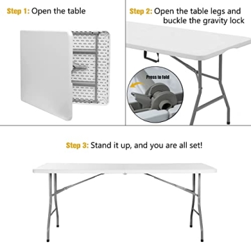 Byliable 6ft Folding Table - Portable, Heavy Duty, Versatile
