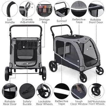 Saudism Dog Stroller For Large Dogs, Extra Large Pet Stroller For For Medium Dogs, Dog Stroller For ...