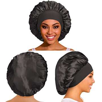 3 Pack Satin Bonnet Silk Bonnet for Sleeping, Sleep Bonnets for Women Hair Bonnet for Sleeping Large...