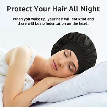 3 Pack Satin Bonnet Silk Bonnet for Sleeping, Sleep Bonnets for Women Hair Bonnet for Sleeping Large Sleep Cap, Wide Soft Band Bonnet for Curly Hair