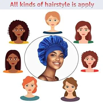 3 Pack Satin Bonnet Silk Bonnet for Sleeping, Sleep Bonnets for Women Hair Bonnet for Sleeping Large Sleep Cap, Wide Soft Band Bonnet for Curly Hair