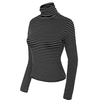 Stylish MixMatchy Turtleneck Long Sleeve Striped Top