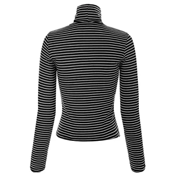 Stylish MixMatchy Turtleneck Long Sleeve Striped Top