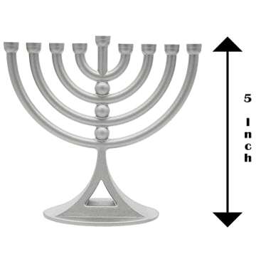 The Dreidel Company Classic Hanukkah Mini Menorah with Birthday Candles, for All 8 Days of Chanuka