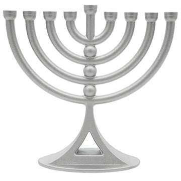 The Dreidel Company Classic Hanukkah Mini Menorah with Birthday Candles, for All 8 Days of Chanuka
