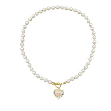 Pearl Heart Necklaces for Women Pearl Choker