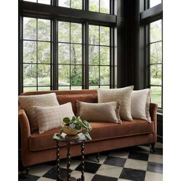 Loloi Magnolia Home by Joanna Gaines Liv Collection PMH0064 Beige 13'' x 21'' Cover w/Down Pillow