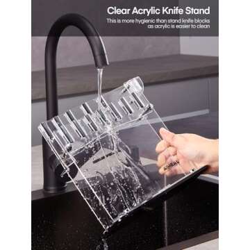 Knife Set, Aiheal 14PCS Kitchen Knife Set with Acrylic Knife Stand, No Rust and Super Sharp Knife Set Stainless Steel in One-Piece Design with Knife Sharpener for Kitchen, Include Steak Knives