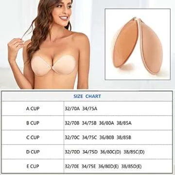 MITALOO Push Up Strapless Self Adhesive Plunge Bra