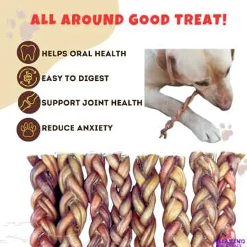 Amazing Dog Treats 6" Braided Bully Stick (5 Pcs/Pack) Bully Stick for Dogs - Made from Premium Grass Fed Beef