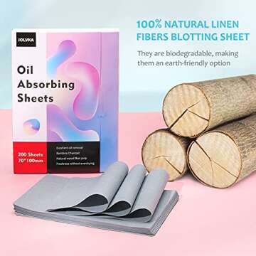 JOLVKA Oil Absorbing Sheets Film (200 Sheets), Oil Control Blotting Paper, Bamboo Charcoal, Gentle Touch for the Skin, Clean Of Excess Facial oil…