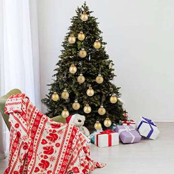 30ct Christmas Ball Ornaments, 2.36" Shatterproof Christmas Tree Decorations, Perfect Hanging Ball for Indoor/Outdoor Holiday Wedding Party Decor (Gold)