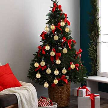 30ct Christmas Ball Ornaments, 2.36" Shatterproof Christmas Tree Decorations, Perfect Hanging Ball for Indoor/Outdoor Holiday Wedding Party Decor (Gold)