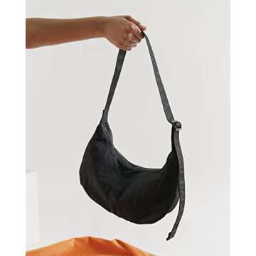 BAGGU Medium Nylon Crescent Bag - Black 37.5''