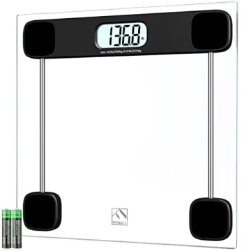 FITINDEX Digital Bathroom Scale - Sleek, Accurate, Large LCD Display for Easy Reading