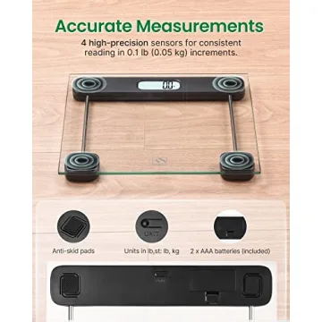 FITINDEX Bathroom Scale - Accurate, Stylish, User-Friendly