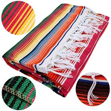 OurWarm 59 x 84 Inch Mexican Blanket Striped Tablecloth for Mexican Party Decorations, Large Square ...
