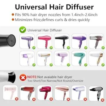 Universal Hair Diffuser Hair Dryer Diffuser Attachment For Curly Wave Thick and Nature Hair Profession Blow Dryer Diffuser Attachment Use Honeycomb Element Adjustable to 1.4-2.6 inch for Dryer Nozzle
