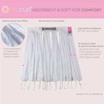 Octocurl Heatless Curls Headband - Hair Curlers to Sleep In - Heatless Curlers for Short Hair (Micro...
