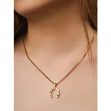 OJERRY Cute Summer Essentials Lucky Horseshoe Pendant Cool Horse Necklaces Jewelry Accessories Coolest Romantic Gifts for Women Country Her Trendy Stuff