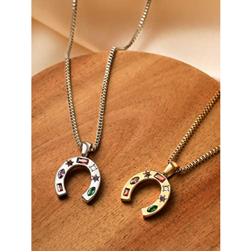 OJERRY Cute Summer Essentials Lucky Horseshoe Pendant Cool Horse Necklaces Jewelry Accessories Coolest Romantic Gifts for Women Country Her Trendy Stuff